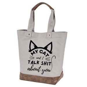 My cat and I quality canvas tote bag by Authentic pigment